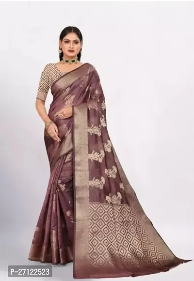 Gold Printed Soft Organza Saree With Zari Butta Work For Multiple Occasions Like Festivals And Parties
