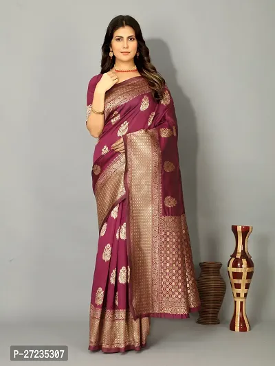 Classic Art Silk Jacquard Saree with Blouse piece-thumb0