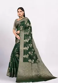 Gold Printed Soft Organza Saree With Zari Butta Work For Multiple Occasions Like Festivals And Parties-thumb3