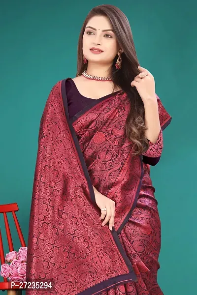 Classic Art Silk Jacquard Saree with Blouse piece-thumb5