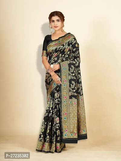 Classic Art Silk Jacquard Saree with Blouse piece-thumb4