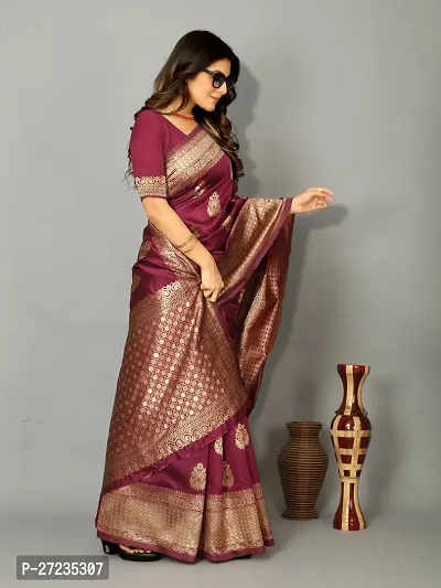 Classic Art Silk Jacquard Saree with Blouse piece-thumb3