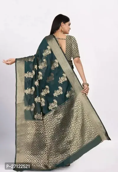 Gold Printed Soft Organza Saree With Zari Butta Work For Multiple Occasions Like Festivals And Parties-thumb2