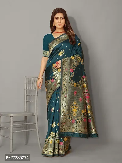 Classic Art Silk Jacquard Saree with Blouse piece-thumb0