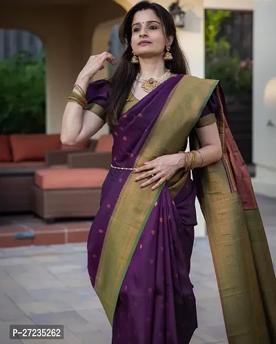 Classic Art Silk Jacquard Saree with Blouse piece-thumb3