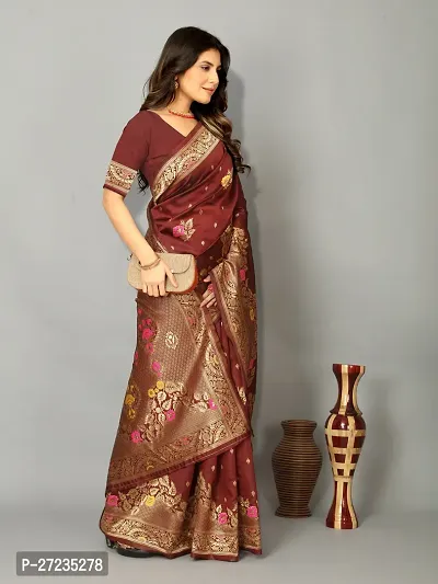 Classic Art Silk Jacquard Saree with Blouse piece-thumb4