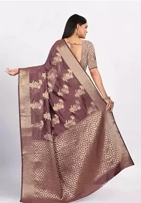 Gold Printed Soft Organza Saree With Zari Butta Work For Multiple Occasions Like Festivals And Parties-thumb1