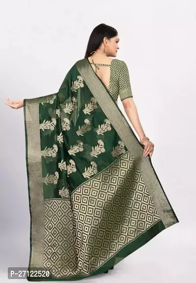 Gold Printed Soft Organza Saree With Zari Butta Work For Multiple Occasions Like Festivals And Parties-thumb2