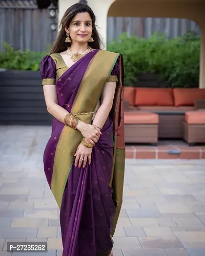 Classic Art Silk Jacquard Saree with Blouse piece-thumb0