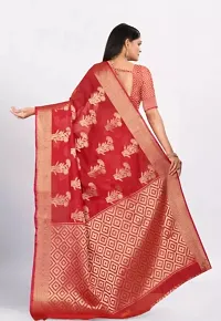 Gold Printed Soft Organza Saree With Zari Butta Work For Multiple Occasions Like Festivals And Parties-thumb1