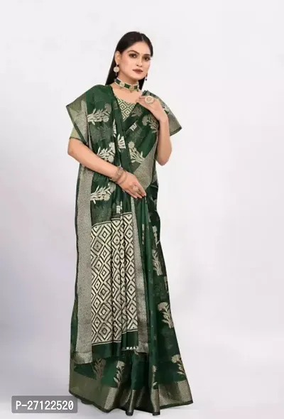 Gold Printed Soft Organza Saree With Zari Butta Work For Multiple Occasions Like Festivals And Parties-thumb3