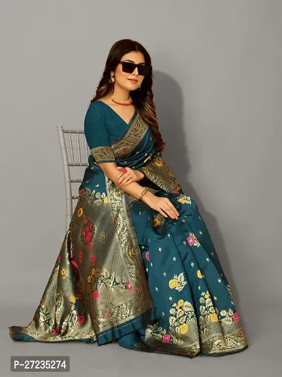 Classic Art Silk Jacquard Saree with Blouse piece-thumb3