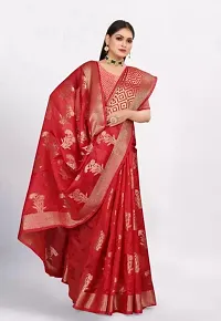 Gold Printed Soft Organza Saree With Zari Butta Work For Multiple Occasions Like Festivals And Parties-thumb3