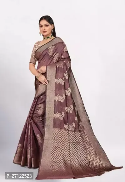 Gold Printed Soft Organza Saree With Zari Butta Work For Multiple Occasions Like Festivals And Parties-thumb4