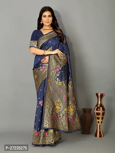 Classic Art Silk Jacquard Saree with Blouse piece-thumb0