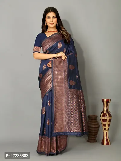 Classic Art Silk Jacquard Saree with Blouse piece-thumb0