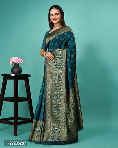 Classic Art Silk Jacquard Saree with Blouse piece-thumb3