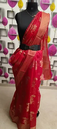 Beautiful Organza Saree With Blouse Piece For Women