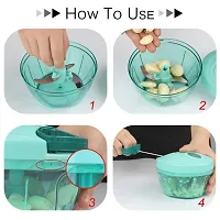 Nohunt Handy Mini Plastic Chopper Vegetable Cutter with 3 Blades and Pull Handle Fruit Cutter Fruit Chopper Chilly Chopper Onion Cutter-thumb1