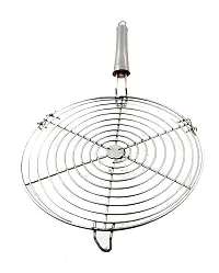 NOHUNT? Round Roasting Net Stainless Steel Wire Roaster with Handle with Roasting Net, Papad Jali,Roti Grill,Chapati Grill (Round Roaster)-thumb1