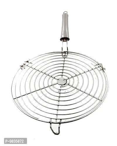 NOHUNT? Round Roasting Net Stainless Steel Wire Roaster with Handle with Roasting Net, Papad Jali,Roti Grill,Chapati Grill (Round Roaster)-thumb2