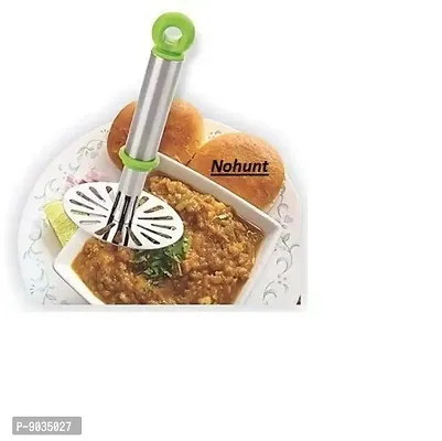 Nohunt Stainless Steel Masher Kitchen Tool (Multicolor) Stainless Steel Potato Vegetable Pav Bhaji Masher, Steel Stainless Steel Masher (Pack of 1)