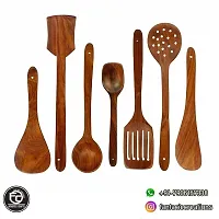 NOHUNT Kitchen Utensils Set, Wooden Cooking Utensil Set Non-Stick Pan Kitchen Tool Wooden Cooking Spoons and Spatulas Wooden Spoons for Cooking Spoon Set of 7-thumb1