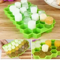 NOHUNT Silicone Ice Cube and Mold Tray Flexible Silicone Honeycomb Design 37 Cavity Multicolor (20 X 11 cm) (Color for Availability)-thumb1