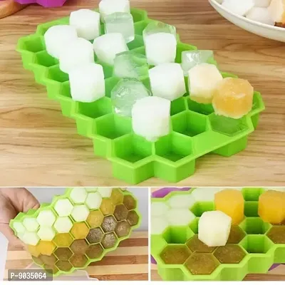 NOHUNT Silicone Ice Cube and Mold Tray Flexible Silicone Honeycomb Design 37 Cavity Multicolor (20 X 11 cm) (Color for Availability)-thumb2