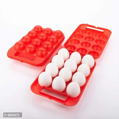 NOHUNT Portable Plastic Egg Holder Carrier Storage Box for 12 Eggs Egg Tray for 12 Eggs Egg Storage Box, Multicolor-thumb0