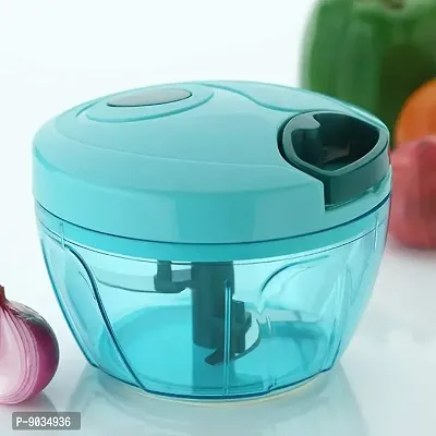 Nohunt Handy Mini Plastic Chopper Vegetable Cutter with 3 Blades and Pull Handle Fruit Cutter Fruit Chopper Chilly Chopper Onion Cutter