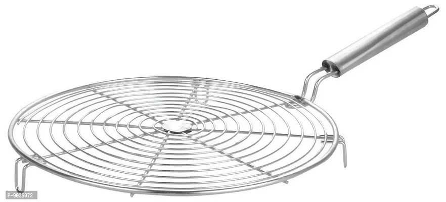 NOHUNT? Round Roasting Net Stainless Steel Wire Roaster with Handle with Roasting Net, Papad Jali,Roti Grill,Chapati Grill (Round Roaster)-thumb4