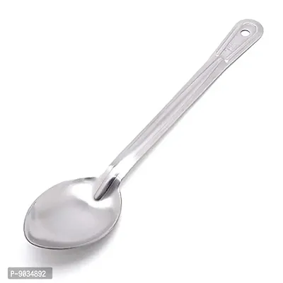 NOHUNT Heavy Steel Oval Medium Stainless Steel Serving Spoon, Silver-thumb0