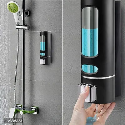 Touch Shop Dispenser ABS Plastic Soap Dispenser for Bathroom Wall Mounted Shampoo Conditioner Hand Wash Gel Dispenser Liquid Soap Sanitizer Dispenser for Basin Kitchen Sink - Black Color 400Ml (Pack o-thumb0