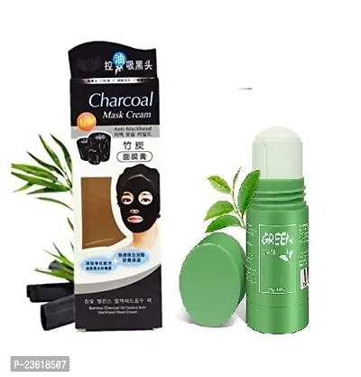 Combo Pack of Charcoal Mask Cream,Green Stick Mask (Pack of 2)-thumb0