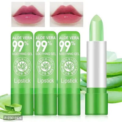 Aloe Vera Lip Balm Moisturizing Waterproof Color Changing Long Lasting Nutritious Lip Balm Lips Moisturizer Lipstick (Pack of 3)-thumb0