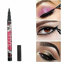 Combo Pack of 36H Eyeliner Waterproof (Black) , Liquid Matte Lipstick  Nail Polish - Maroon Edition-thumb2