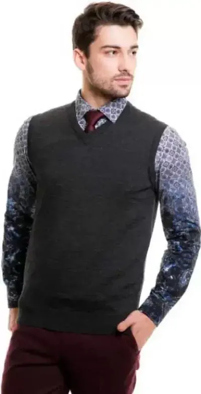 Classic Wool Solid Sleeveless Sweaters For Men