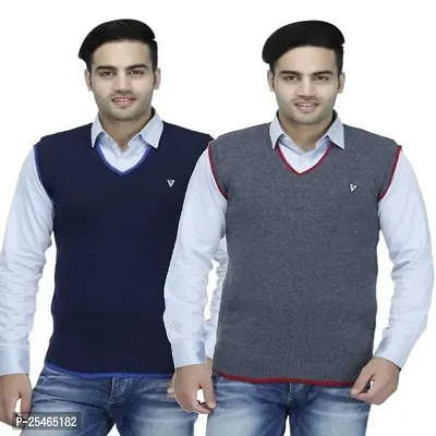 Mens Wool Half Sleeve Sweaters Pack Of 2-thumb0