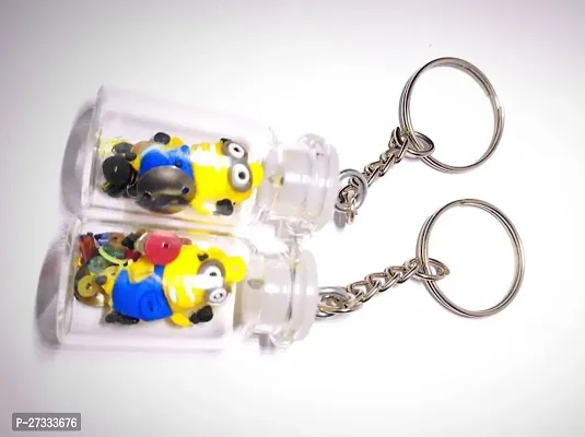 Stylish Despicable Me Minions In A Glass Keychain Pack Of 2