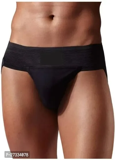 Stylish Black Cotton Solid Briefs For Men-thumb0