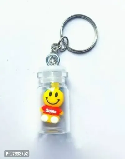 Stylish Cute Smiley Face In Glass Jar Keychain Pack Of 1-thumb0