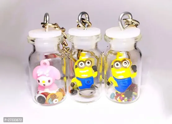 Stylish 3D Cartoon Character Keychain Pack Of 3