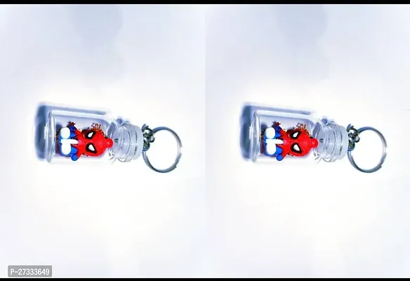 Stylish Spiderman Miniature Glass Bottle Keychain Pack Of 2