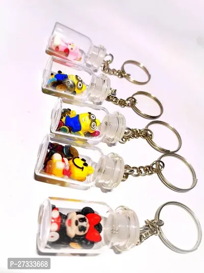 Stylish Pieces Of Cute Cartoon Character Keychains Pack Of 5-thumb0