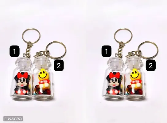 Stylish 3D Cartoon Character Keychain Pack Of 4