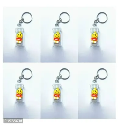 Stylish Smiley Face Keychains Pack Of 6-thumb0