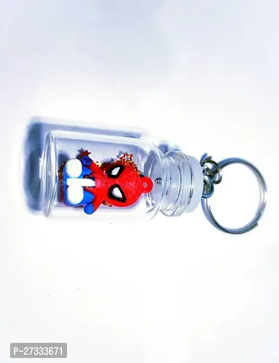 Stylish Spiderman Miniature In Glass Vial Keychain Pack Of 1-thumb0