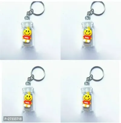 Stylish Smiley Face In Glass Bottle Keychain Pack Of 4-thumb0