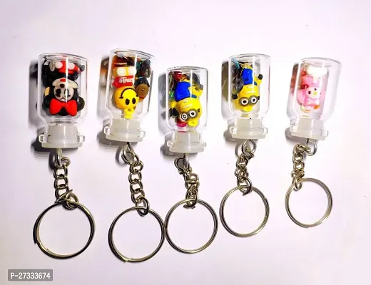 Stylish 3D Cartoon Character Keychain Pack Of 5